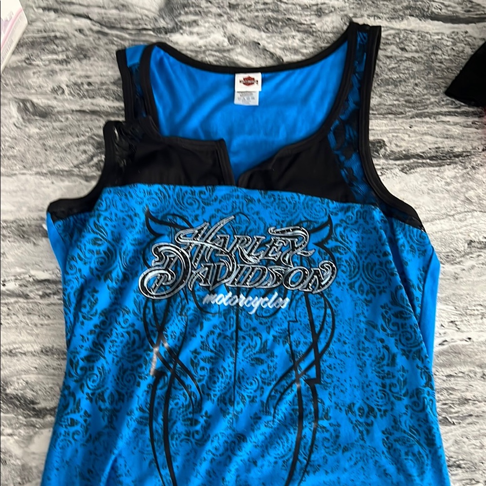 Harley-Davidson Vibrant Blue and Black Tank